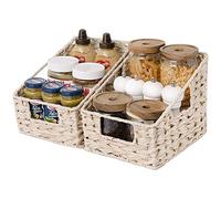 GRANNY SAYS Wicker Basket with Handles, Pack of 2 Trapezoid Decorative Woven Baskets, Waterproof Wicker Storage Baskets for Shelves, Basket for Organizing, Butter Milk