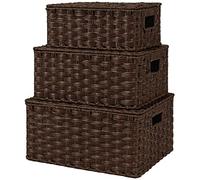 GRANNY SAYS Wicker Baskets with Lids, Set of 3 Decorative Storage Boxes, Woven Basket for Organizing, Storage and Organizer Baskets, Brown, 3-Pack