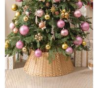 GRANNY SAYS Wicker Christmas Tree Skirt, Waterproof Christmas Tree Basket, Woven Wicker Tree Skirt for Holiday Decoration, Christmas Tree Base Collar, Decor Xmas Tree Skirts Large, 57cm Diameters