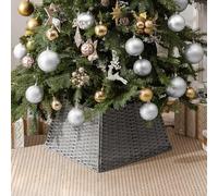 GRANNY SAYS Wicker Christmas Tree Skirt, Xmas Tree Base Basket for Pencil Tree, Waterproof Christmas Tree Skirts Wicker, Decor Xmas Tree Skirt, Christmas Tree Base Cover for Decorations, Grey