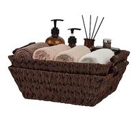 GRANNY SAYS Wicker Storage Baskets, Pack of 2 Storage Baskets for Shelves Organizing, Trapezoid Woven Wicker Boxes with Handles, Brown