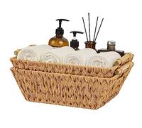 GRANNY SAYS Wicker Storage Baskets, Pack of 2 Trapezoid Wicker Basket with Handles, Decorative Woven Storage Baskets for Pantry Organising, Natrual Yellow