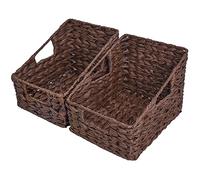 GRANNY SAYS Wicker Storage Baskets, Pack of 2 Waterproof Wicker Basket with Handles, Trapezoid Woven Storage Bins for Organizing, Decorative Basket, Brown