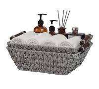 GRANNY SAYS Wicker Storage Baskets, Pack of 2 Wicker Baskets for Shelves Organising, Waterproof Woven Basket with Handles, Grey