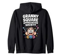 Granny Square Appreciation Society Retro Bubble Text Zip Hoodie