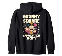 Granny Square Appreciation Society Yarn Cartoon Cute Zip Hoodie