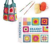 Granny Square Crochet Cards Deck, 50 Pieces Mix and Match Designs Crochets Cards, Knitting Granny Square Crochet Book, for Beginners for Crochets Blankets, Patches (B02)
