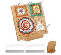 Granny Square Tensione Bamboo Handcrafted Crochet Blocking Board and 20 Stainless Steel Rod Pins 20x20cm Granny Square Blocking Board for Tensioning Small Knitting or Crochet Parts