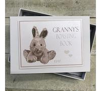 GRANNY'S BOASTING BOOK - SILVER BUNNY - TINY 6X4 PHOTO ALBUM - BY WHITE COTTON CARDS (NRS1)