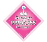 Granny's Princess On Board Car Sign, Princess On Board, Princess Car Sign, Gran, Granny, Car Sign, Baby On Board Sign,Baby on board, Novelty Car Sign, Baby Car Sign (728)
