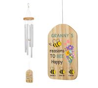 Granny's Reasons To Bee Happy Wind Chimes,Personalized Custom Wind Chime with Kids Name,Mothers Day Birthday Gifts for Grandma Granny