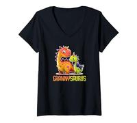 Grannysaurus Granny Loves Dinosaurs Matching Family Dinosaur V-Neck T-Shirt