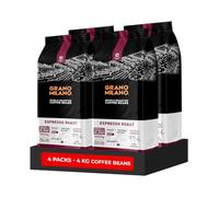 Grano Milano Coffee Beans 4kg Espresso Roast 80% Robusta, Medium Roast Intensity 4/5 Strong Coffee, Made in Italy, (Packaging May Vary)