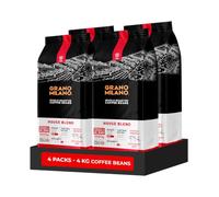 Grano Milano Coffee Beans 4kg House Blend Arabica and Robusta, Dark Roast Intensity 3/5 Strong Coffee, Made in Italy, (Packaging May Vary)