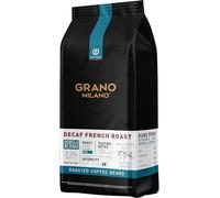 Grano Milano Decaf French Roast Robusta & Arabica Coffee Beans 1kg - Extra Strong Dark Roast Espresso, Intensity 5/5, Southeast Asia & Central Africa Origins, Made in Italy, (Packaging May Vary)