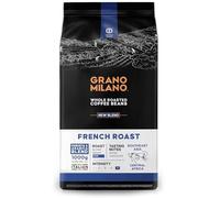 Grano Milano French Roast Robusta & Arabica Coffee Beans 1kg - Extra Strong Dark Roast Espresso, Intensity 5/5, Southeast Asia & Central Africa Origins, Roasted in Italy (Packaging May Vary)