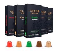Grano Milano Variety Pack With Decaf Coffee Capsules - 50 Aluminium Coffee Pods Compatible with Nespresso Original Line, Medium And Dark Roast, Made In Italy