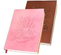 Granrouto Bible Study Journal with S.O.A.P Method - 2pcs Prayer Journal & Scripture Note-Taking Notebook Kit for Women, Men - Christian Devotional Gifts & Religious Faith Supplies, Pink+Brown