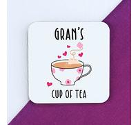 Gran's Cup of Tea Coaster, Printed Square Drinks Mat, Mother's Day, Birthday Gifts for Gran