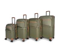 GRANT Designer Suitcase Set of 4, Tan Trim, 20 26 28 32 Inch, Expandable Hard Base & Soft Woven Top, TSA007 Locks, 4 Wheel Spinner Luggage Sets, Cabin Plus 3 Hold Cases, Green