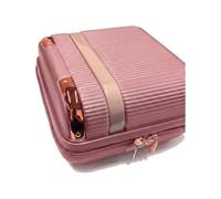 GRANT Fluted Vanity Case 12 Inch Hard Shell Beauty Travel Case, 28x12x29cm 11L, Lined Interior, Rose Gold Trim Ribbed ABS Makeup Cosmetic Box, Pink