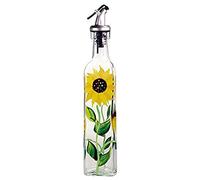 Grant Howard Hand Painted Square Cruet with Pourer, Sunflowers, 16 oz., Yellow