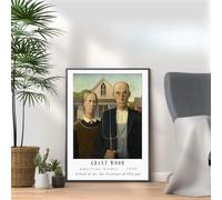 Grant Wood - American Gothic - 1930 print, Famous classic paintings, Iconic painters art work, A4 / A3 Home Decoration Wall Art Deco, Frame options available (A3 Print Only)