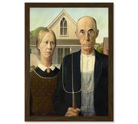 Artery8 Grant Wood American Gothic Iconic A4 Artwork Framed Wall Art Print