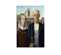 Grant Wood American Gothic Poster American Gothic Painted by Grant Wood in 1930., Canvas Print Art Poster; Unframe; 08x12inch(20x30cm)