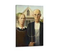 Grant Wood《American Gothic》Print Poster Canvas Wall Art Decorative Picture Prints Modern Decor 20x30inch(50x75cm)