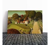 Grant Wood Birthplace of Herbert Hoover Canvas Print | Gallery Wrapped 30mm Frame Wall Art | 20x14 inches | Ready to Hang | Modern Landscape Picture | Living Room Bedroom Lounge Office
