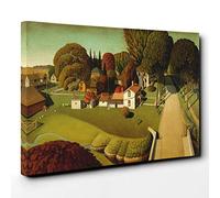 Grant Wood Birthplace of Herbert Hoover Canvas Print | Gallery Wrapped 30mm Frame Wall Art | 30x20 inches | Ready to Hang | Modern Landscape Picture | Living Room Bedroom Lounge Office