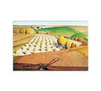 Grant Wood Famous Painters' Works（Fall Plowing）Printing Posters Decorative Painting Canvas Wall Art Living Rooms Bedroom Painting 20x30inch(50x75cm)