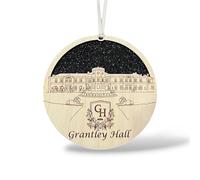 Grantley Hall Christmas Ornament - Laser Engraved Wooden Holiday Keepsake - English Country House Souvenir Decoration