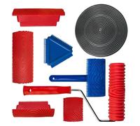 Granular Roller Tool Set - 8Pcs Wooden Texture Stamp Roller Kit | Decorative Rubber Pattern Impressor For Walls Floor Cabinet Paint Application, Home Decor Paint Applicator For Furniture Projects