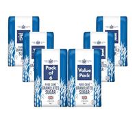 Granulated White Sugar Pure Cane 1kg (Pack of 6) - Everyday Essential - Premium - Made in the UK