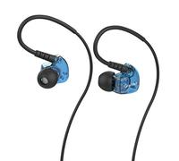 Granvela GV1 Sports Wired Earbuds with 1 USB-C to 3.5mm DAC Adapte, IPX5 Waterproof in-Ear Headphones with Mic, Memory Wire Earhook, Call Control and Clip for Running, Gym, Workout - Blue