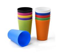 Granvoo 11 Colours Colourful Plastic Cups, Stackable Hard Cups 260 ml, Reusable Plastic Cups, Unbreakable Reusable Plastic Cups, for Parties, Weddings, Camping Picnics