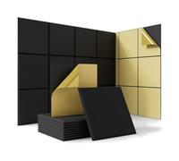 Graootoly 18 Pack Self-Adhesive Acoustic Panels, 12x12x0.4Inch Sound Proof Foam Wall Panels,for Home Studio Office,Black Durable Easy Install Easy to Use