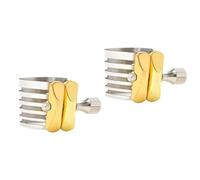 Graootoly 2 Piece Saxophone Clamp,Baritone Saxophone Parts,Saxophone Supplies Gold & Silver Stainless Steel Saxophone Reed Clip,Metal Sax Fastener