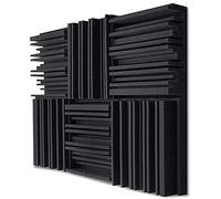 Graootoly 24Pcs Studio Acoustic Foam Panels Soundproof Sponge Drum KTV Room Absorption Treatment Polyurethane Wall Sound Foam Pad
