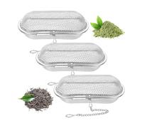 Graootoly 3 Pcs Floating Stainless Steel Mesh Tea Infuser Oval Loose Leaf Tea Steeper Soups Oil Spice 4.25 X 1.75 Inch