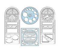 Graootoly 4Pcs Multifunctional Geometric Ruler Measuring Drawing Ruler Plastic Mathematics for Student School Office Supply