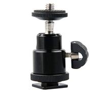 Graootoly Aluminium Alloy Mini Ball Head 1/4" Mount with Flash Shoe for DSLR SLR DC Camera Mini Monitor etc