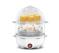 Graootoly Electric Egg Cooker Double-Layer Multi-Function Egg Cooker Corn Milk Quick Breakfast Egg Steamer Easy to Use UK Plug