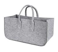 Graootoly Fireplace Wood Felt Storage Bag Basket Rack Firewood Pocket,Felt Foldable Firewood Holder Basket Gray