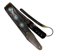 Graootoly Guitar Strap Ethnic Style Leather Adjustable Acoustic Electric Strap Guitar Belt Guitar Parts Accessories Black