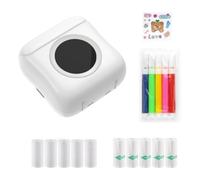Graootoly Mini Printer Portable for Phone, Wireless Thermal Printer Photo Printer, Inkless Pocket Printer Bluetooth Printer Durable Easy to Use High Guality White