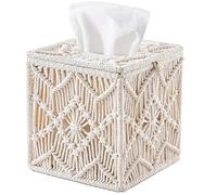 Graootoly Tissue Box Cover Boho Decor Paper Tissue Holder with Bead Buckle Macrame Tissues Organizer Home Decor