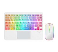 Graootoly Transparent Colorful Luminous Bluetooth Keyboard 10-Inch Backlit Bluetooth Keyboard Suitable for Tablet Laptops Easy to Use White